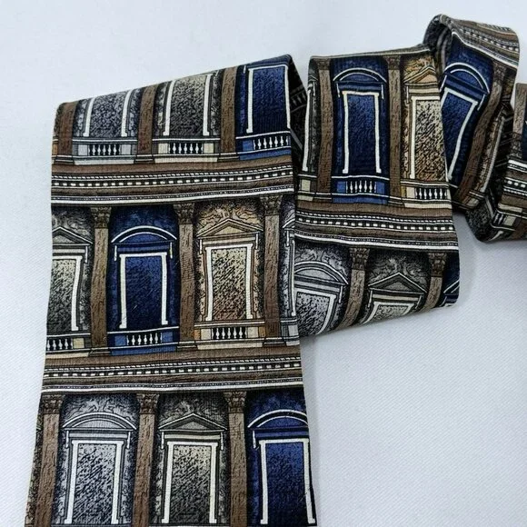 Structure Tie Silk Necktie Window Door Geo Architecture Architect Building Retro